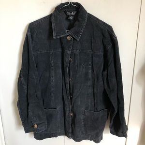 Rafaella Black Wide Wale Corduroy Coat Jacket